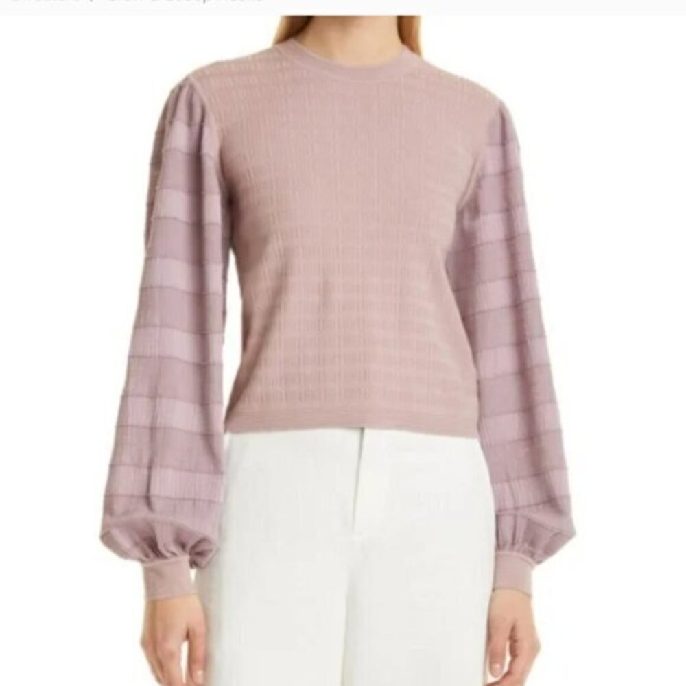 Club Monaco Mauve Crewneck Balloon Sleeve Top Size Large